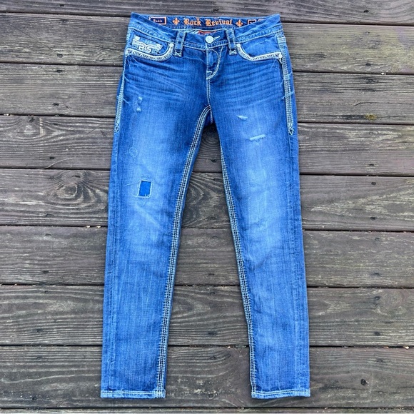 Rock Revival Women’s Blue Sukie Skinny Low Rise Jeans  Streetwear Grunge|Size:28 - Picture 4 of 16
